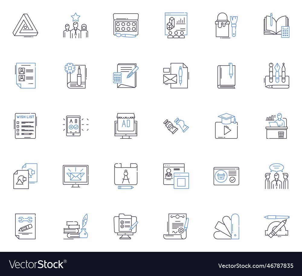 Architect line icons collection design blueprint Vector Image Architect line icons collection design blueprint