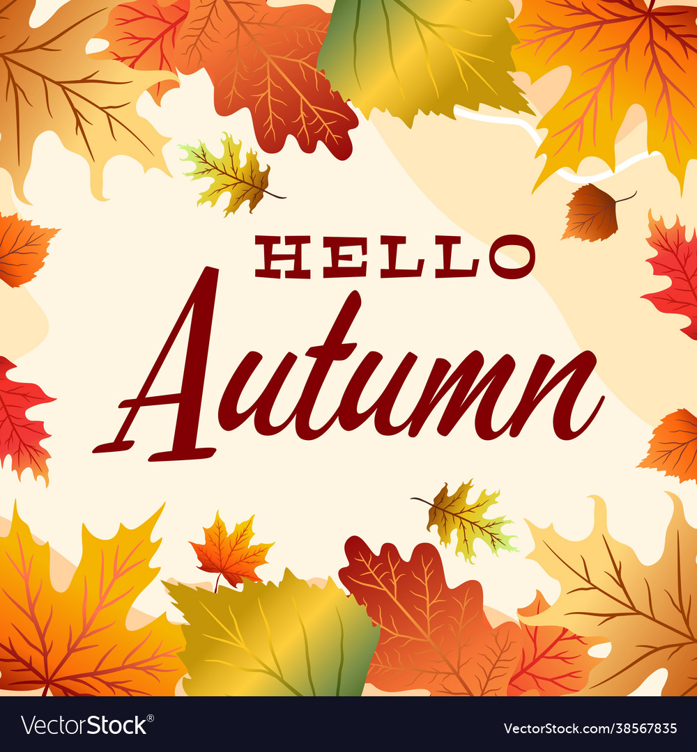 Background with hand lettering hello autumn Vector Image