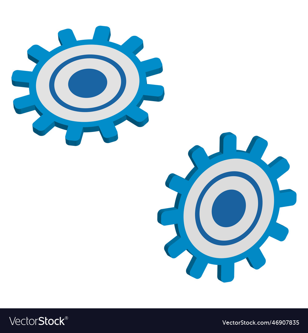 Blue gears in flat style teamwork concept Vector Image