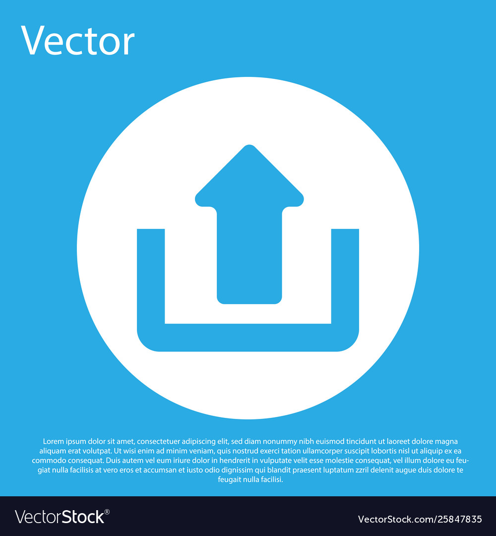 Blue upload icon isolated on background up