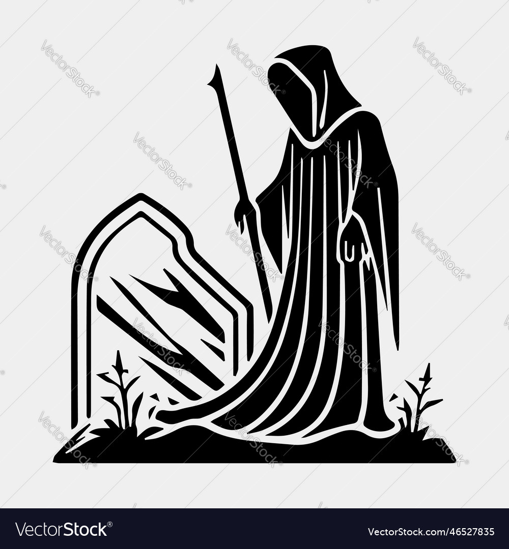 Cartoon grim reaper design tattoo isolated