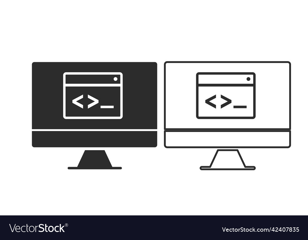 Code on a screen icon vector image Code on a screen icon