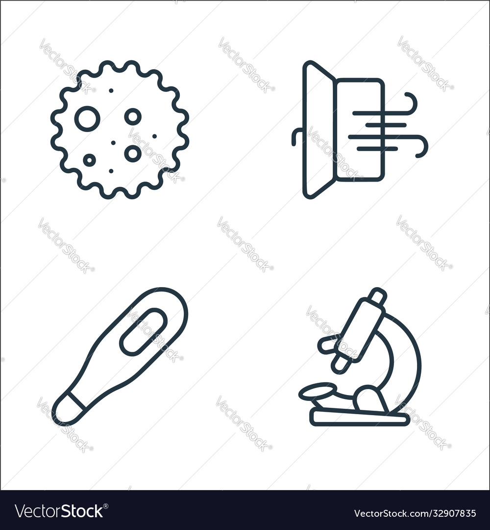Covid line icons linear set quality vector image Covid line icons linear set quality