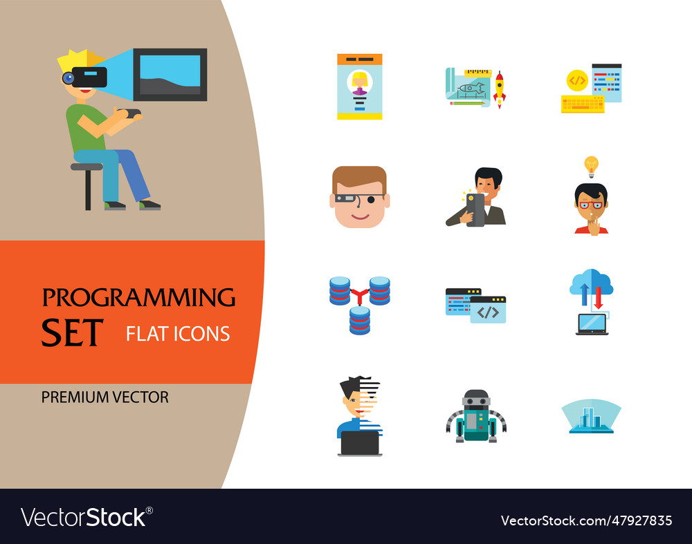 Programming icon set vector image Programming icon set