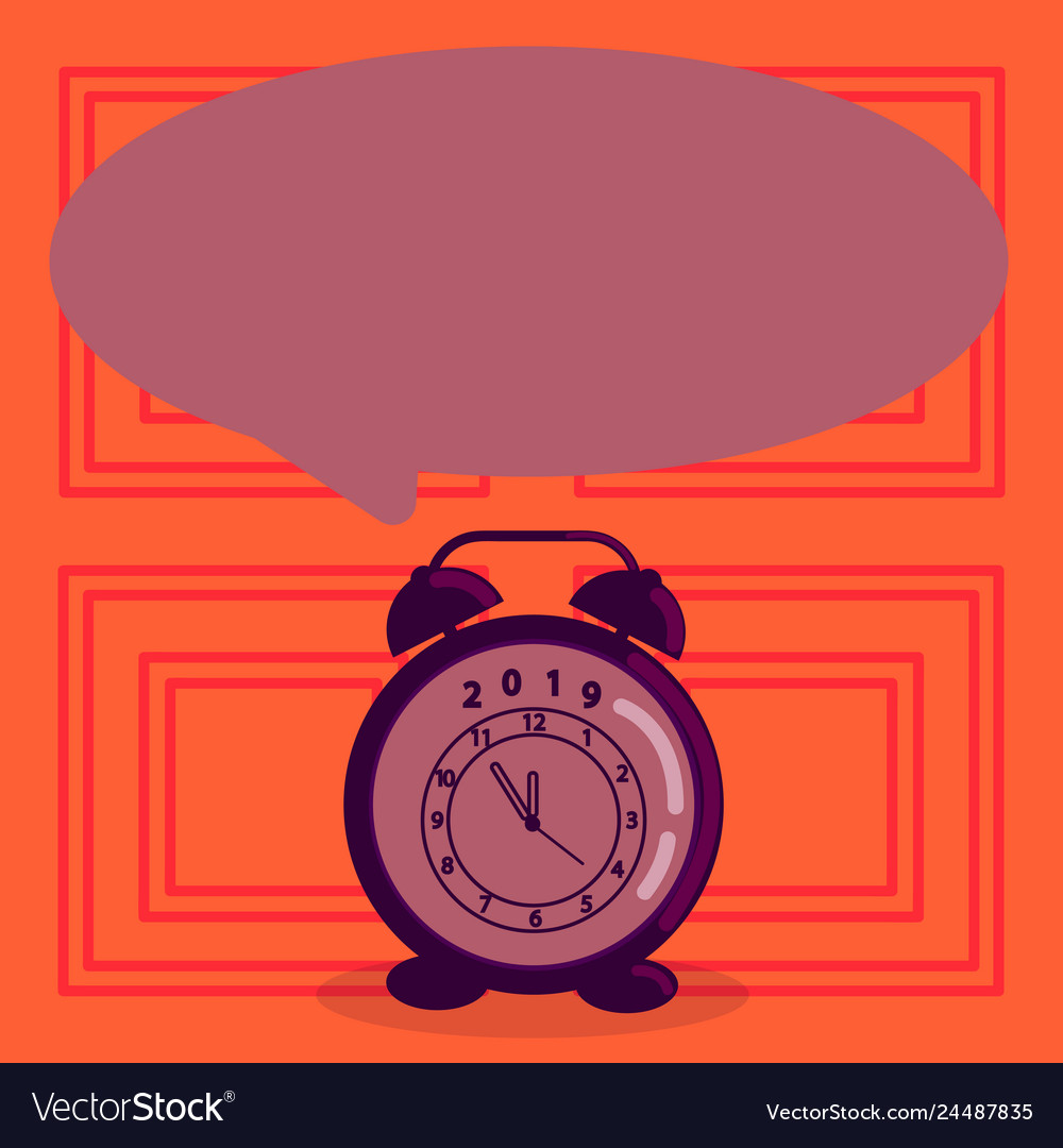 Round shape blank speech bubble and analog alarm Vector Image Round shape blank speech bubble and analog alarm