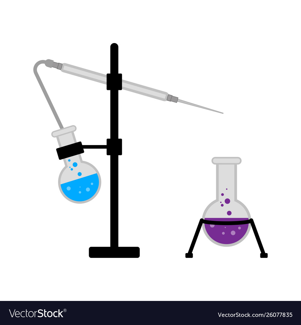 Science experiment with different flasks