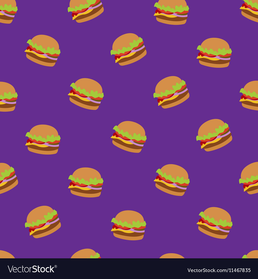 Seamless pattern with flat style burger image