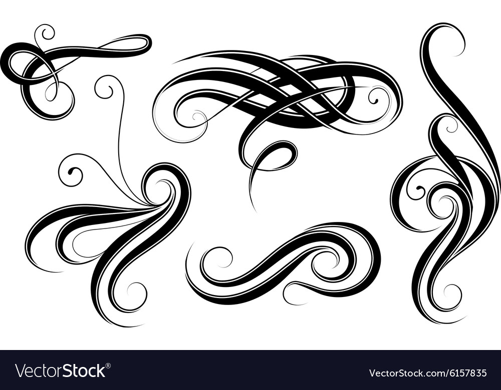 Set of calligraphic design elements