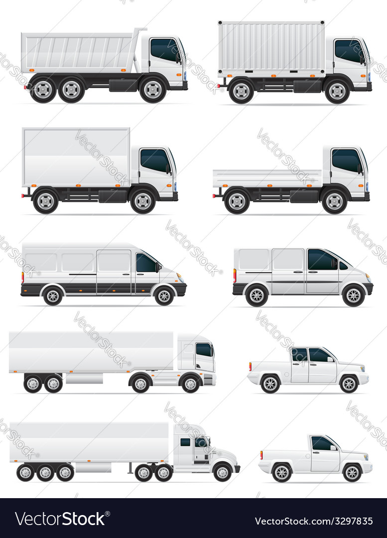 Set von Icons Autos und LKW für Transport