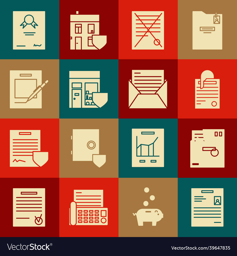 Set personal document ordered envelope file vector image Set personal document ordered envelope file