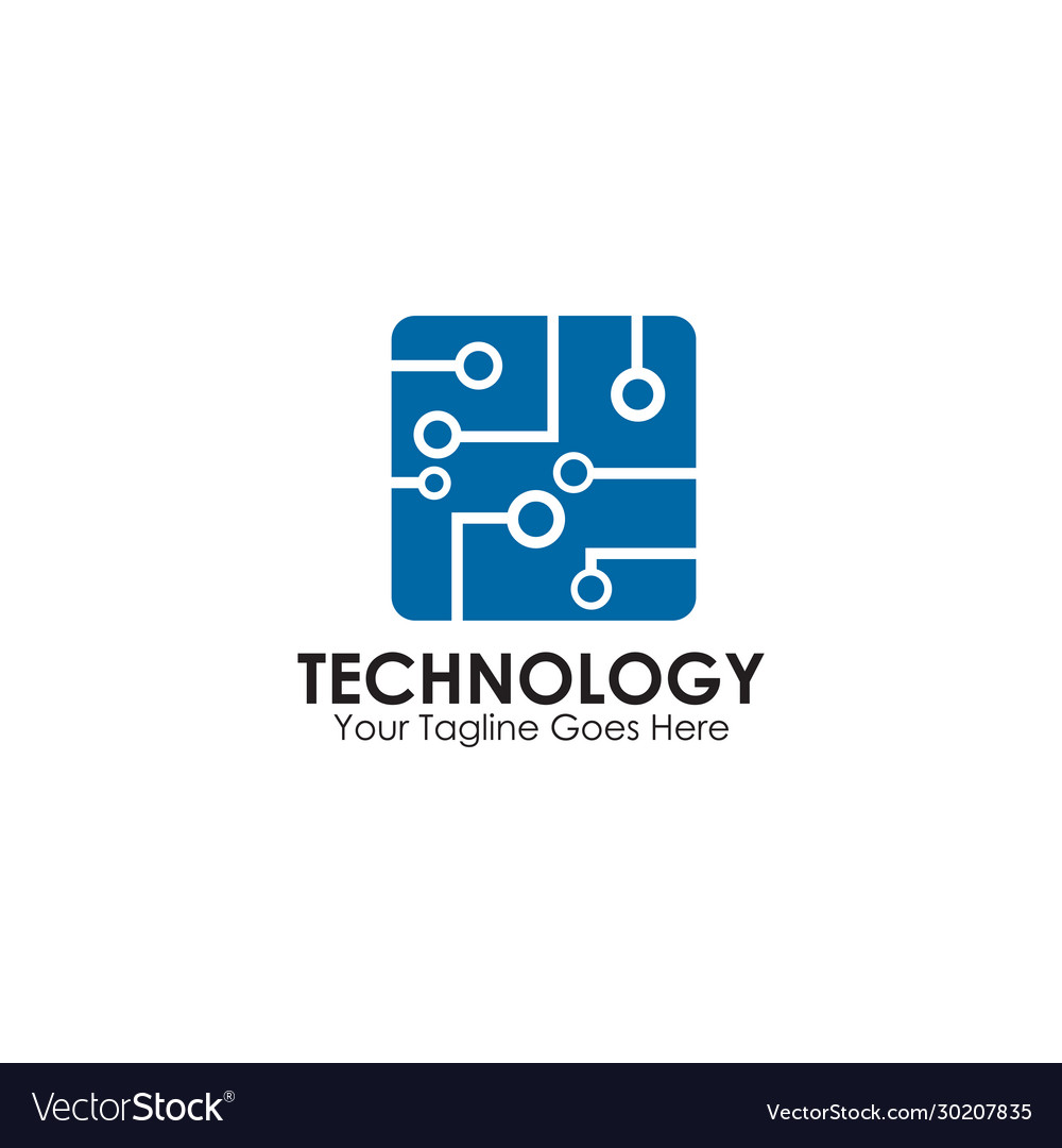 Technology logo design with using circuit element Vector Image