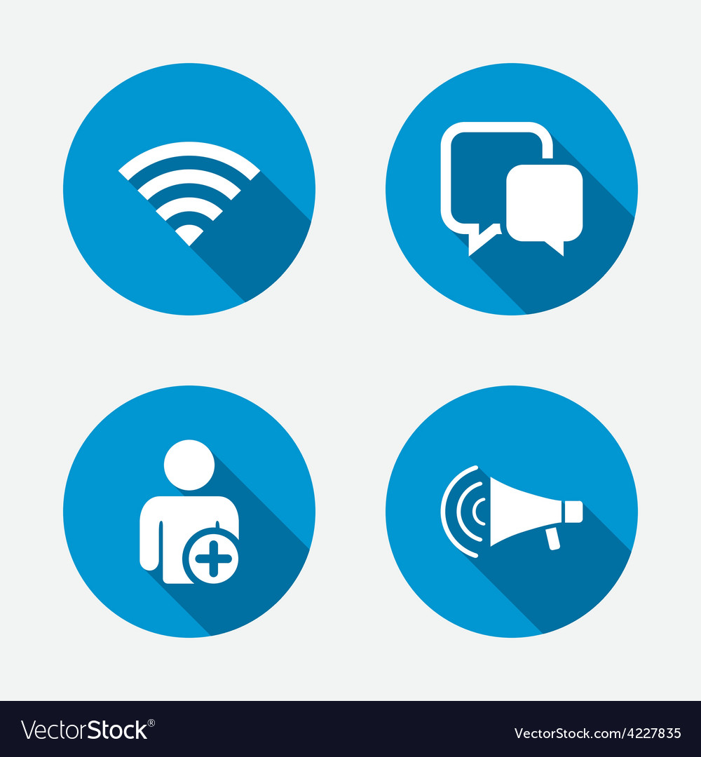 Wifi and chat bubbles add user megaphone