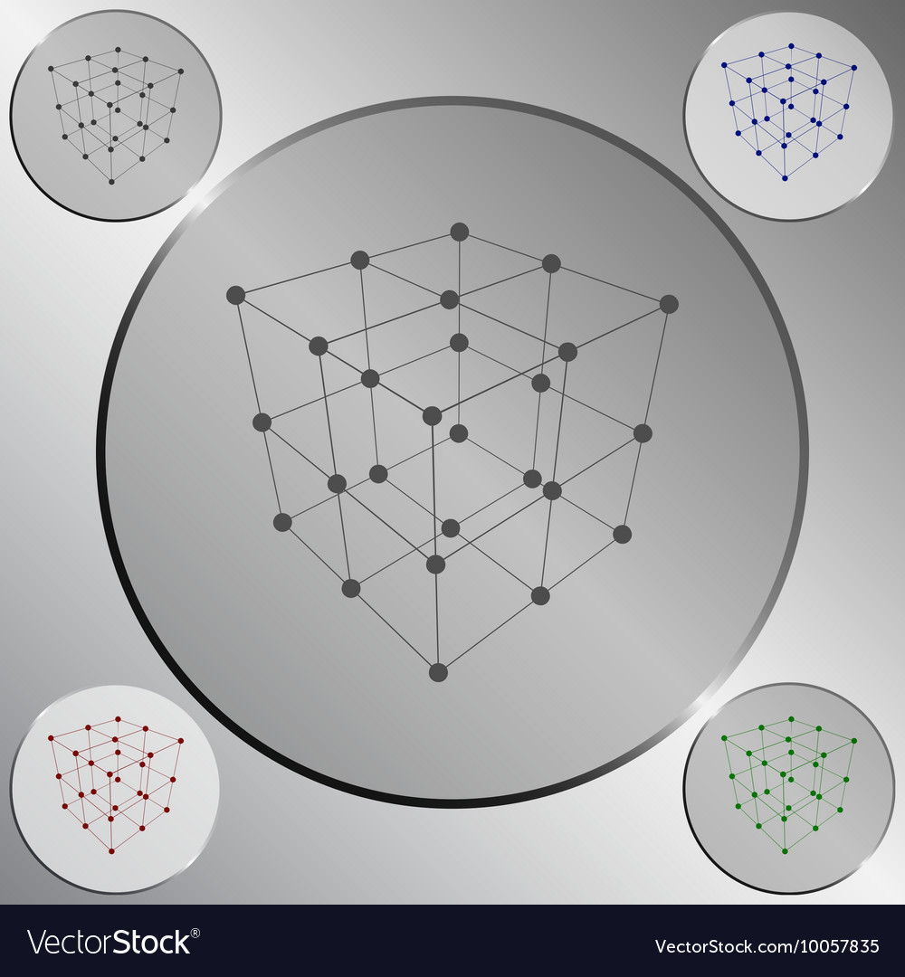 Wire frame polygonal element cube with lines