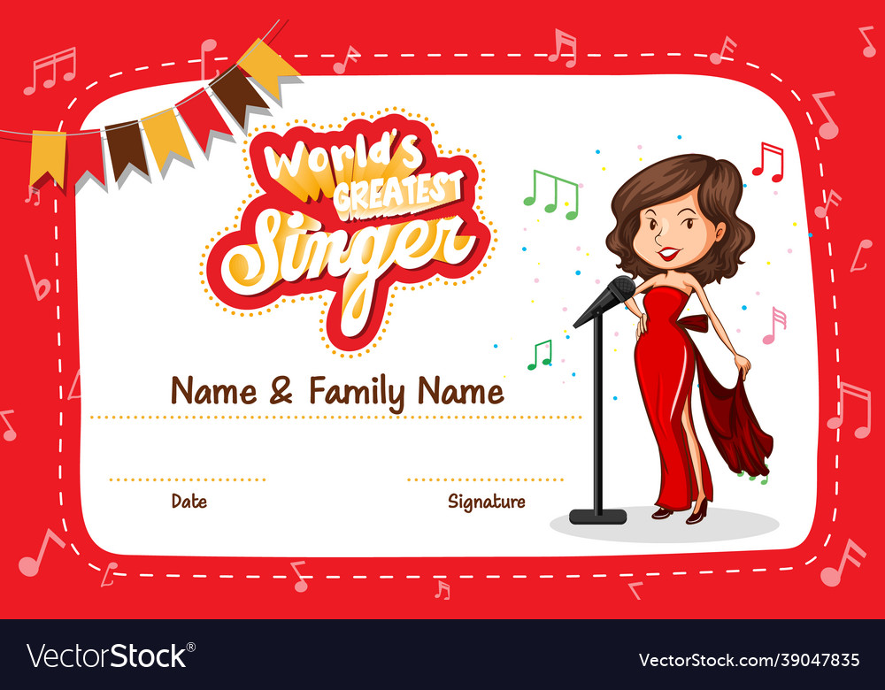 World greatest singer certificate template