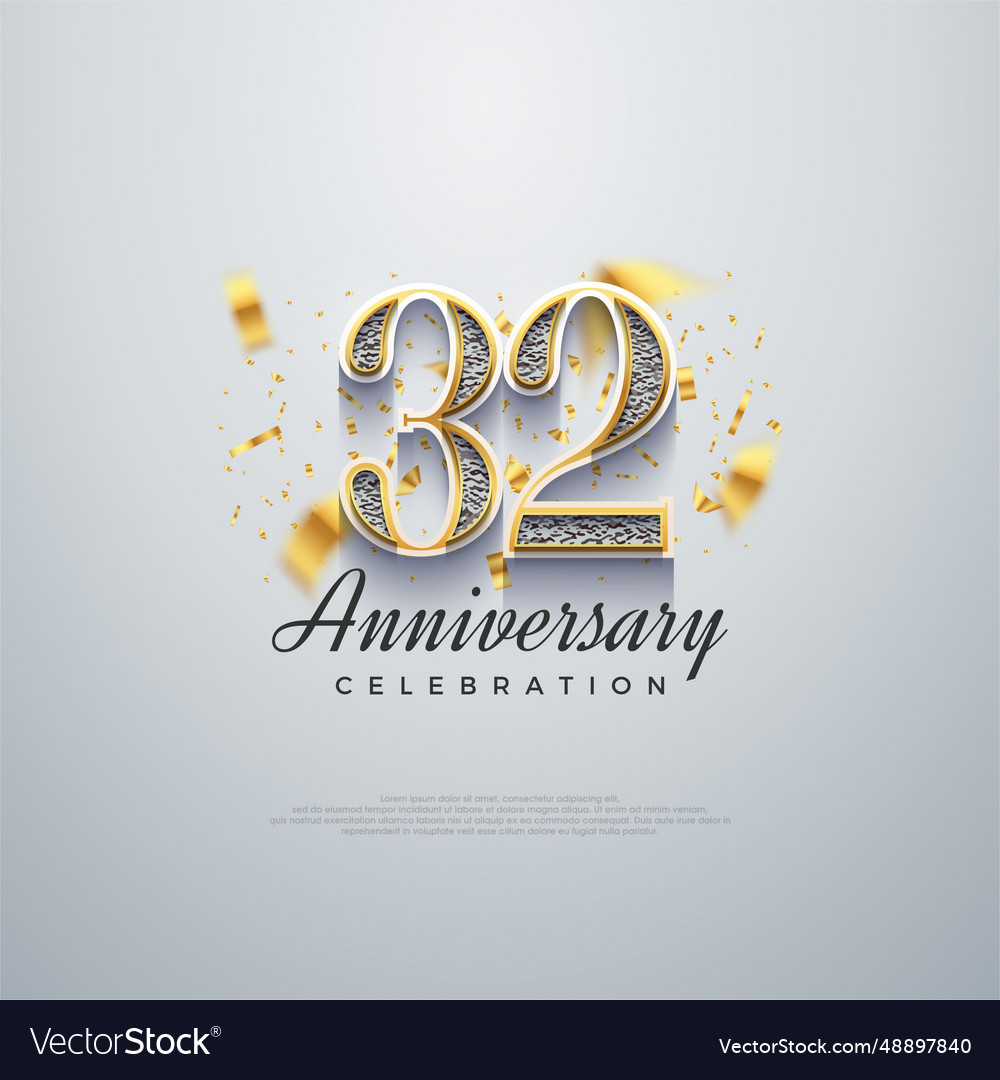 32nd anniversary number shiny luxury premium Vector Image