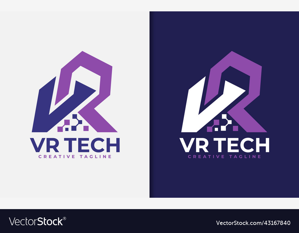 Abstract initial v r combination logo design
