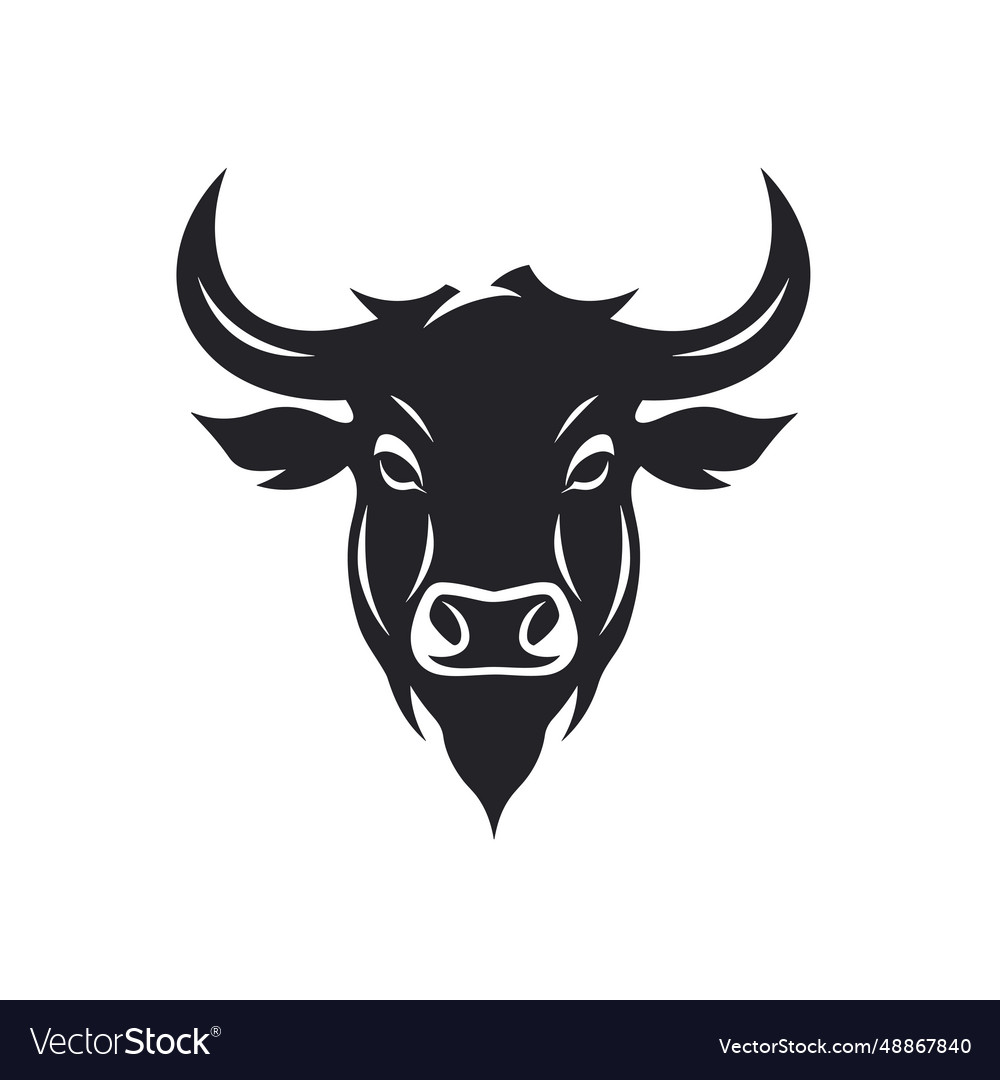 Bull black icon on white background cow silhouette