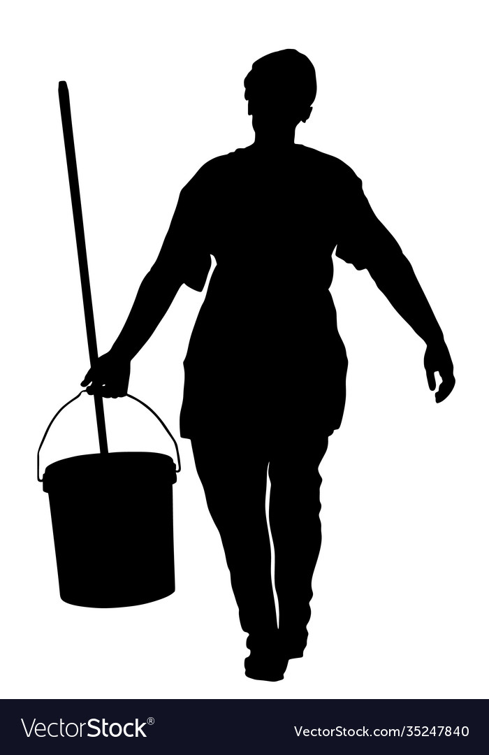 Cleaning lady service silhouette