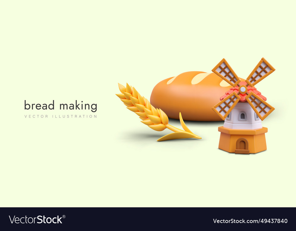 Concept of bread making poster with vintage