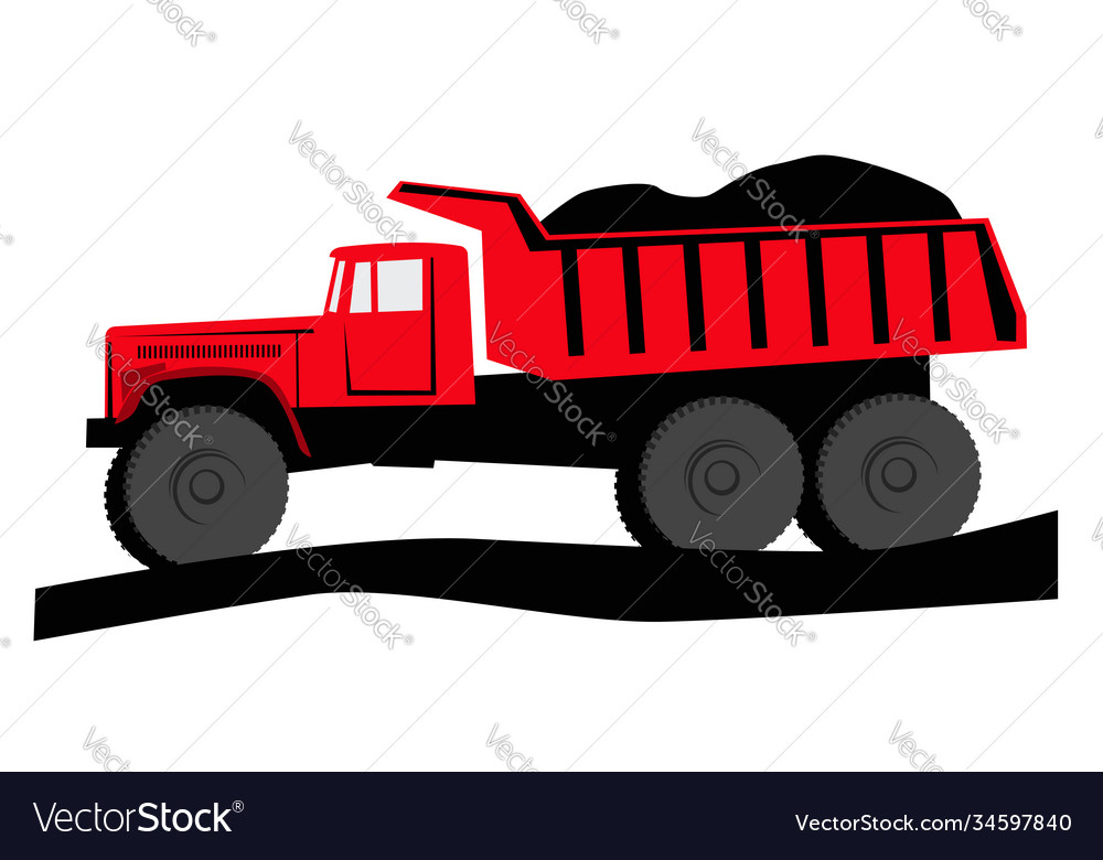 Construction transport big red truck dump Vector Image