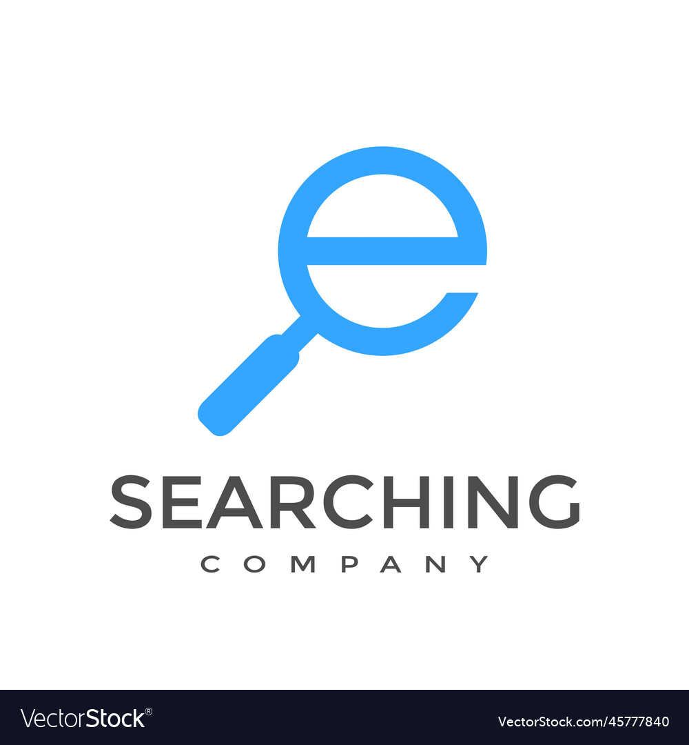 E letter or font with magnifying glass logo Vector Image