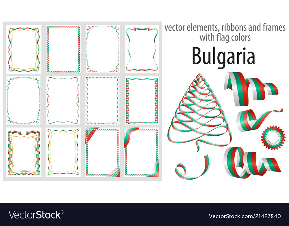 Elements ribbons and frames with flag colors