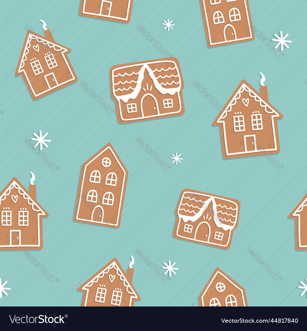 Gingerbread houses seamless pattern