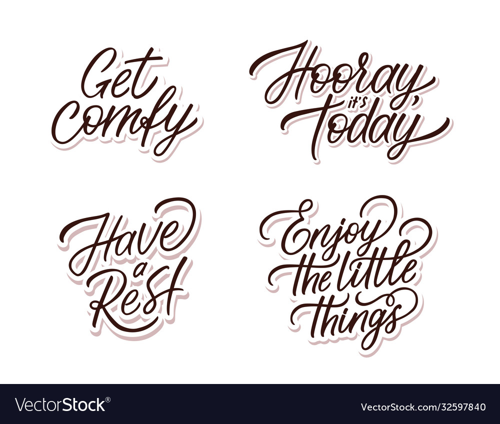 Hand lettering set with quotes for interior