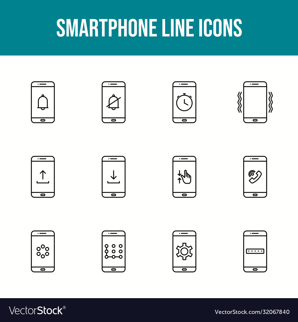 Unique smartphone line icon set