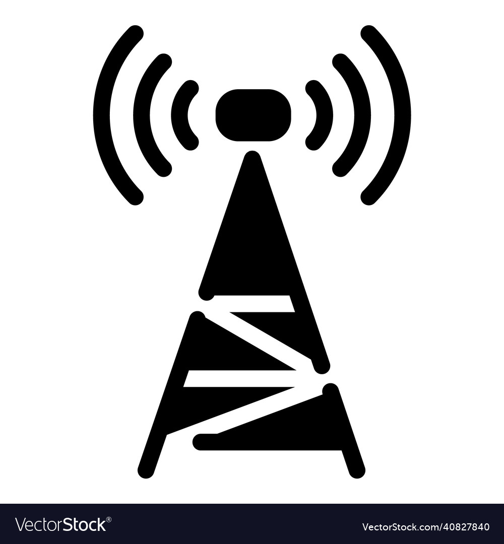 Wireless signal tower flat icon isolated on white Vector Image