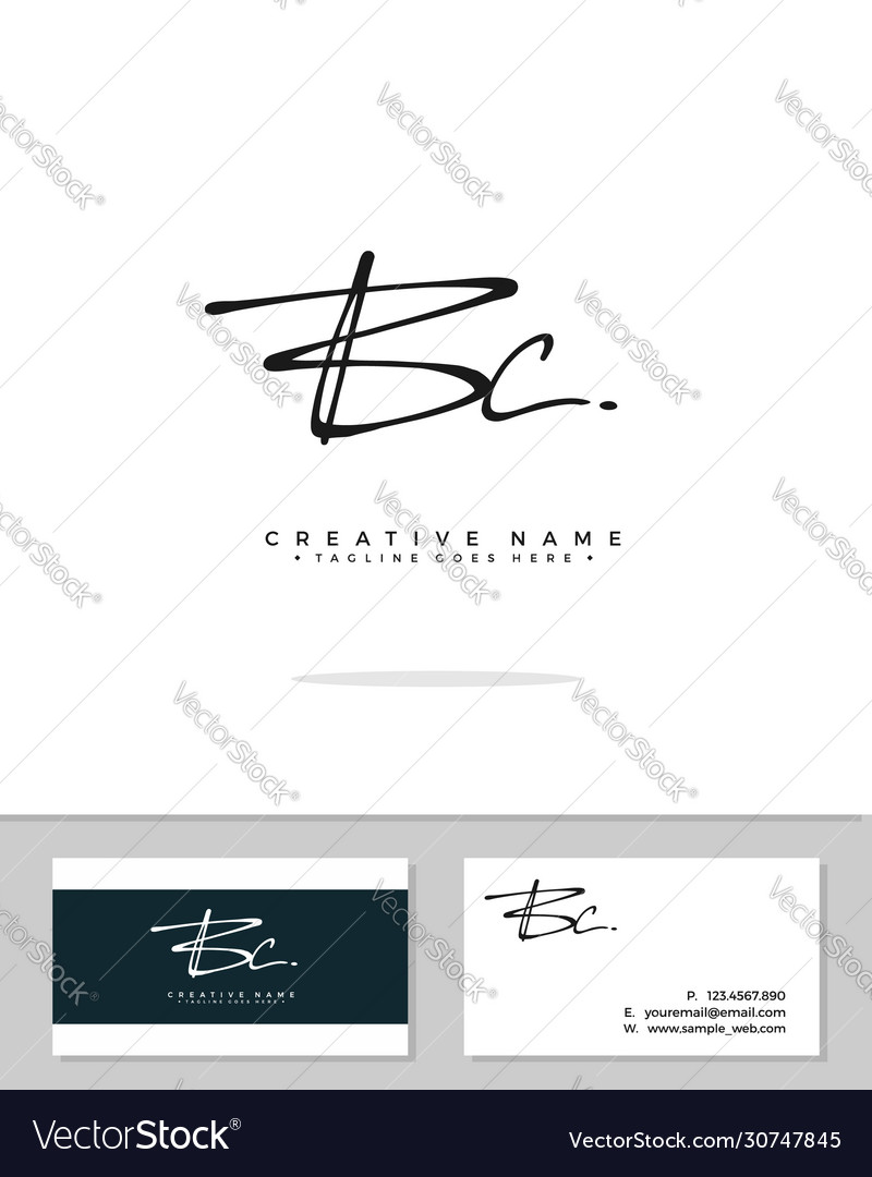 B c bc initial logo signature handwriting
