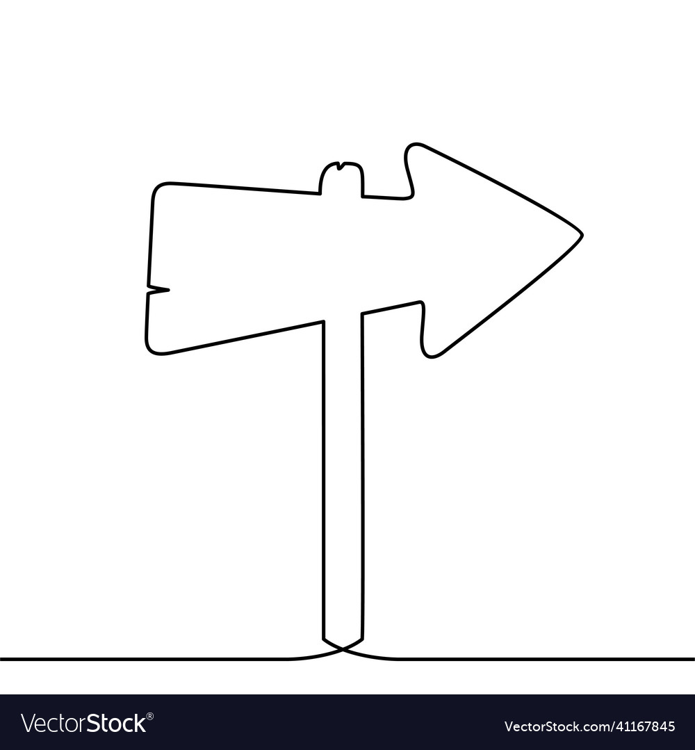 Continuous line drawing of direction signboard