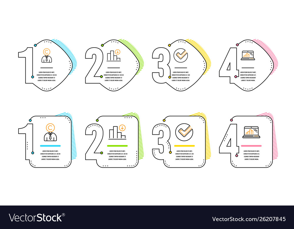 Copyrighter verify and decreasing graph icons set