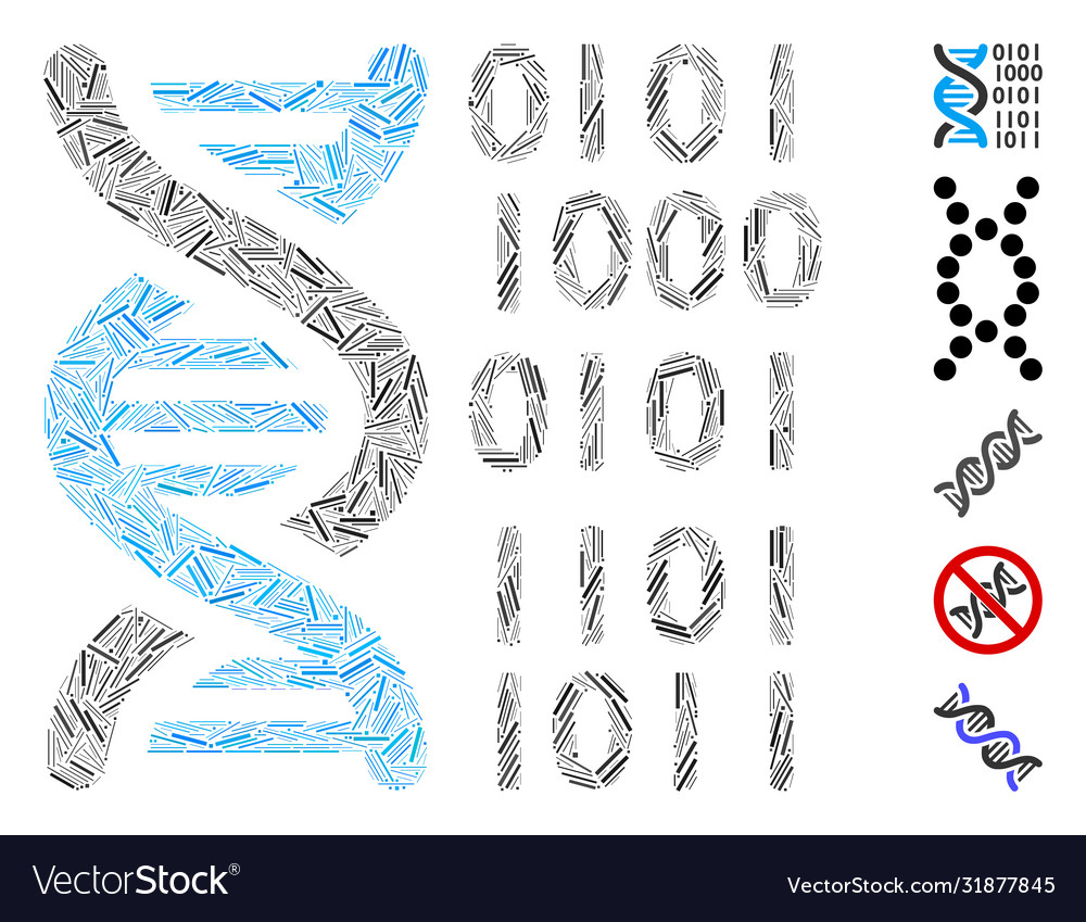 Dash mosaic dna binary code icon vector image Dash mosaic dna binary code icon