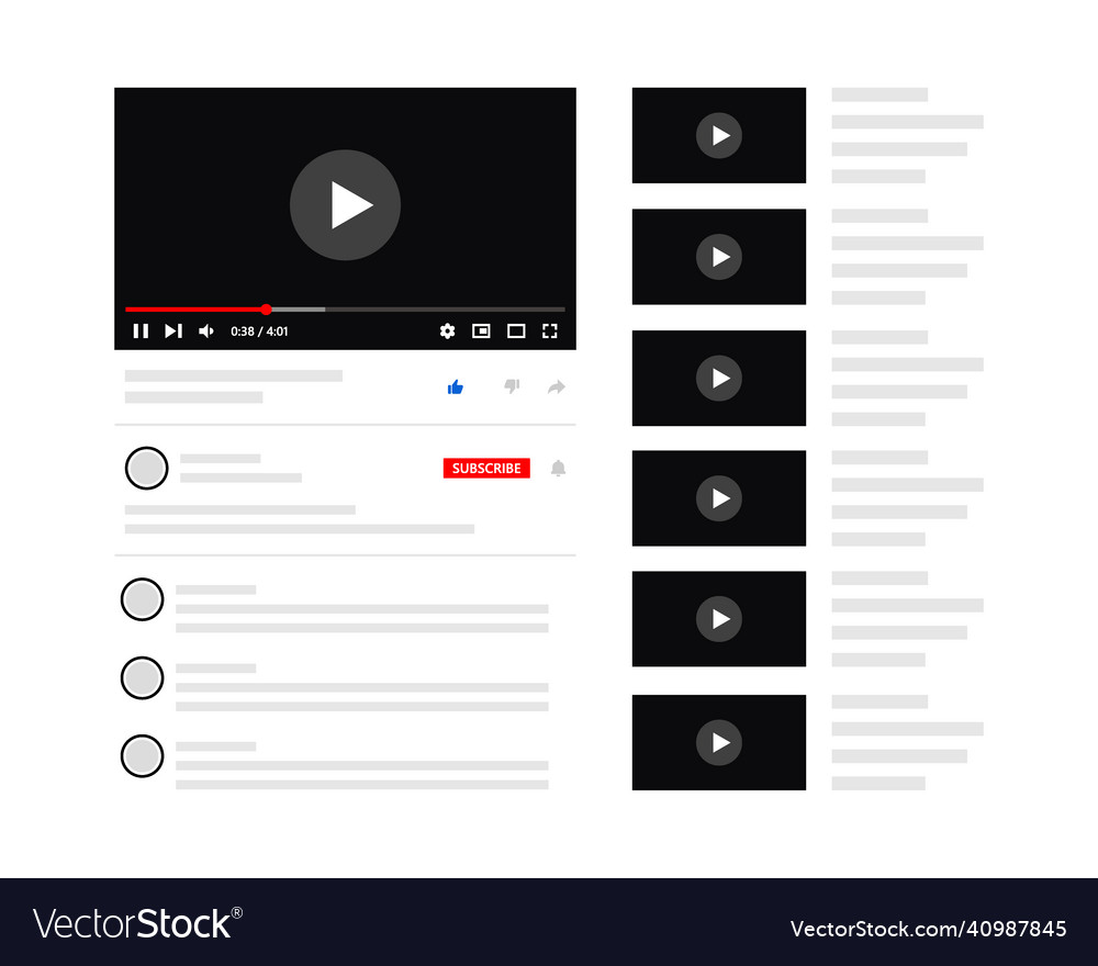 Desktop video player web page video player design Vector Image