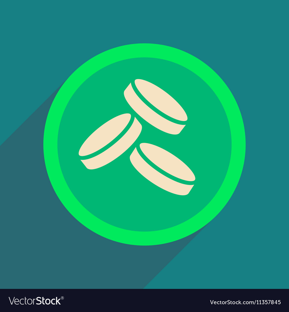 Flat web icon with long shadow coins