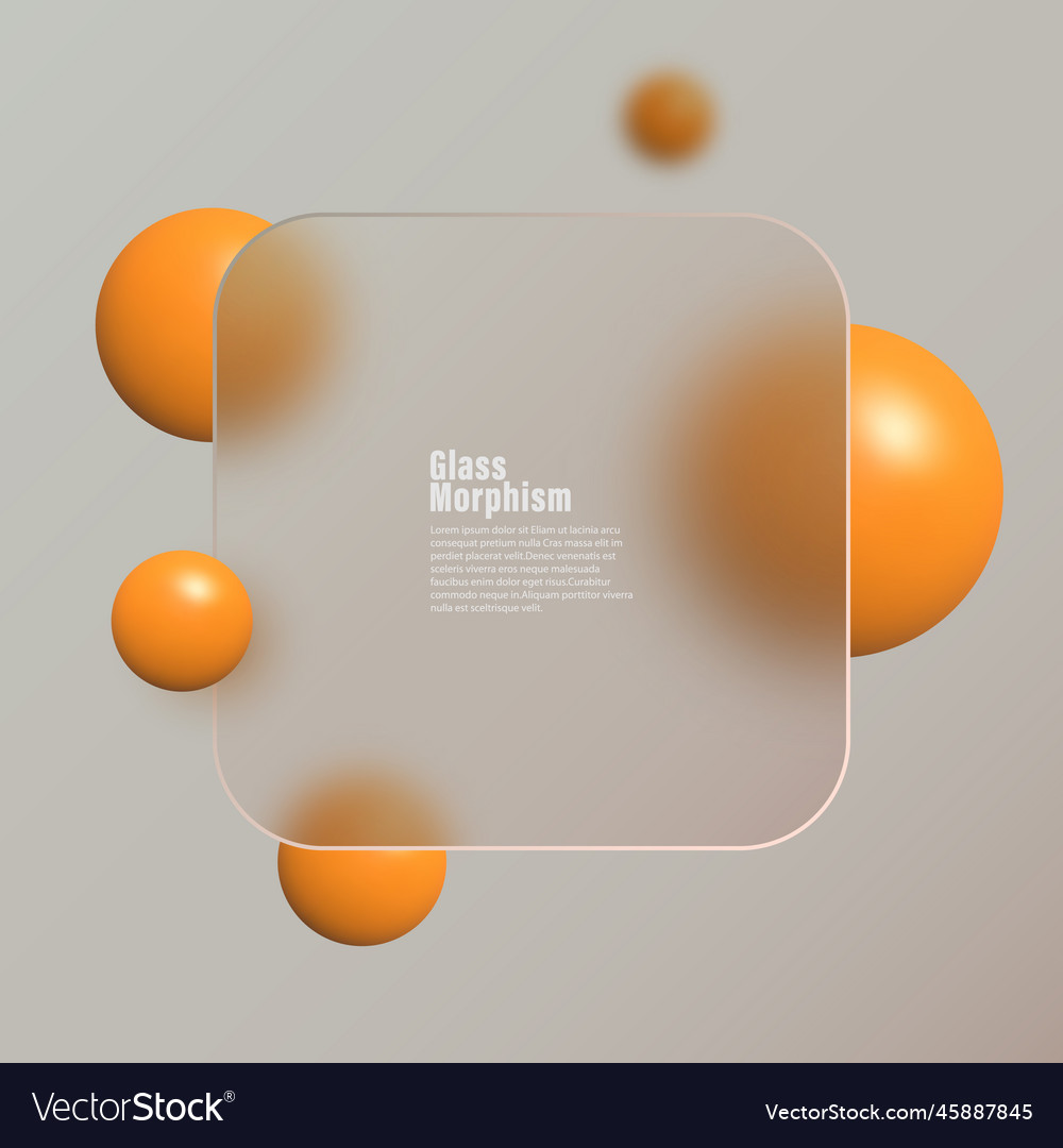 Glassmorphism landing page with square frame