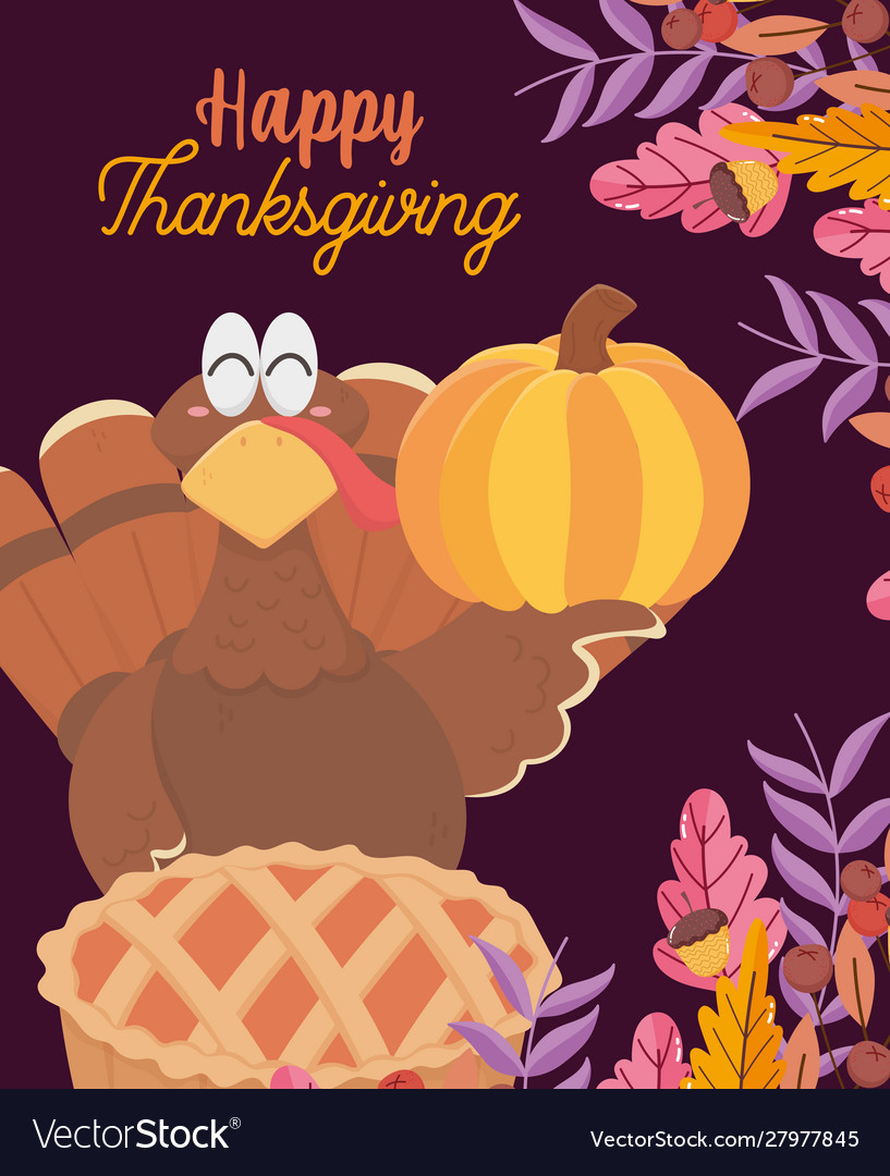 Happy thanksgiving day turkey with pumpkin Vector Image