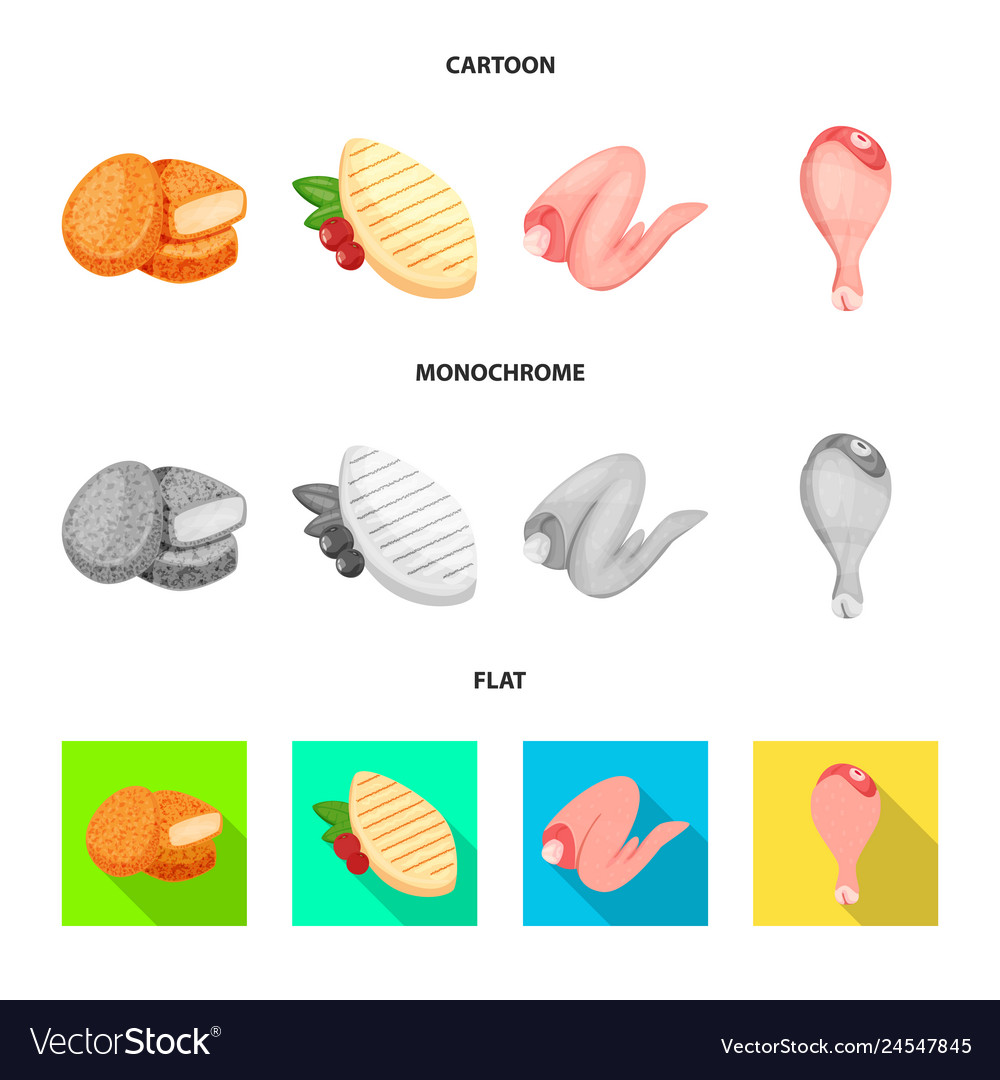 Isolated object of product and poultry symbol set
