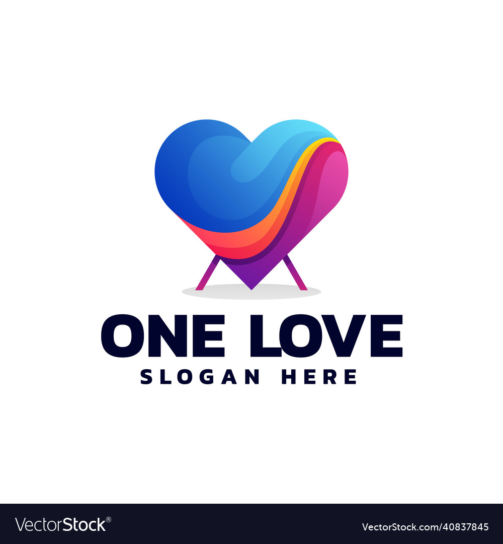 Logo one love gradient colorful style Royalty Free Vector