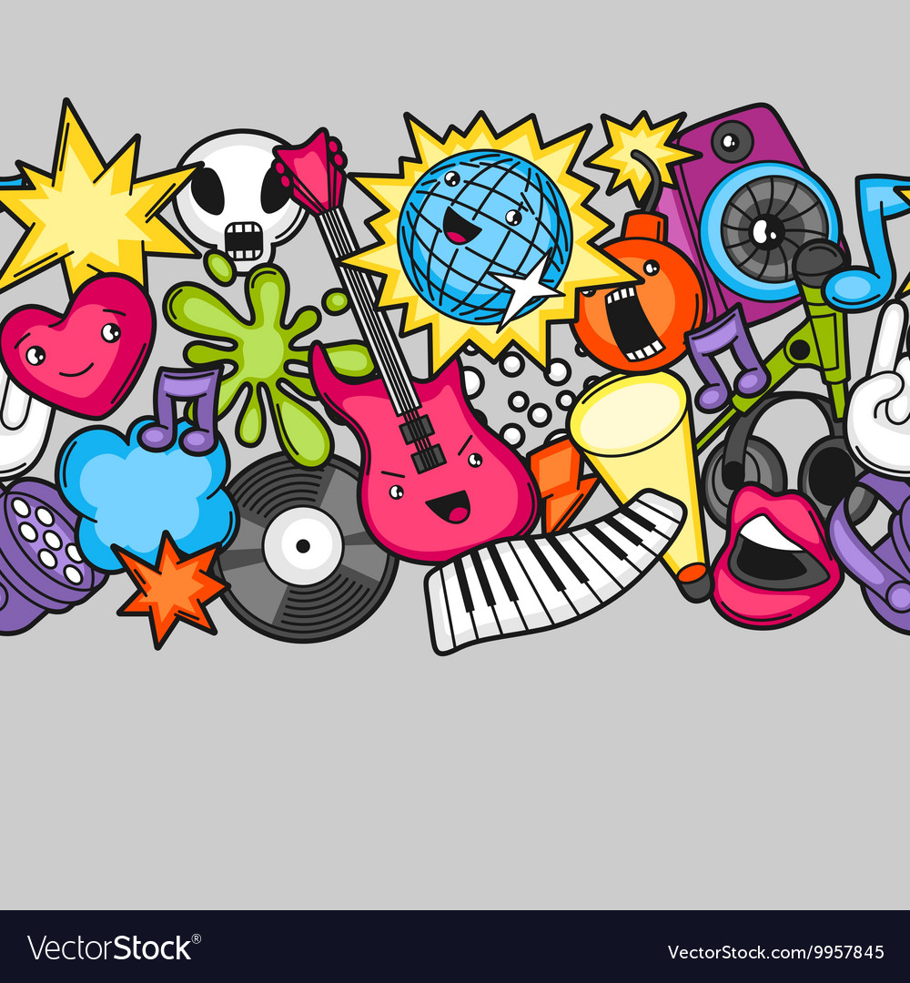 Music party kawaii seamless pattern musical