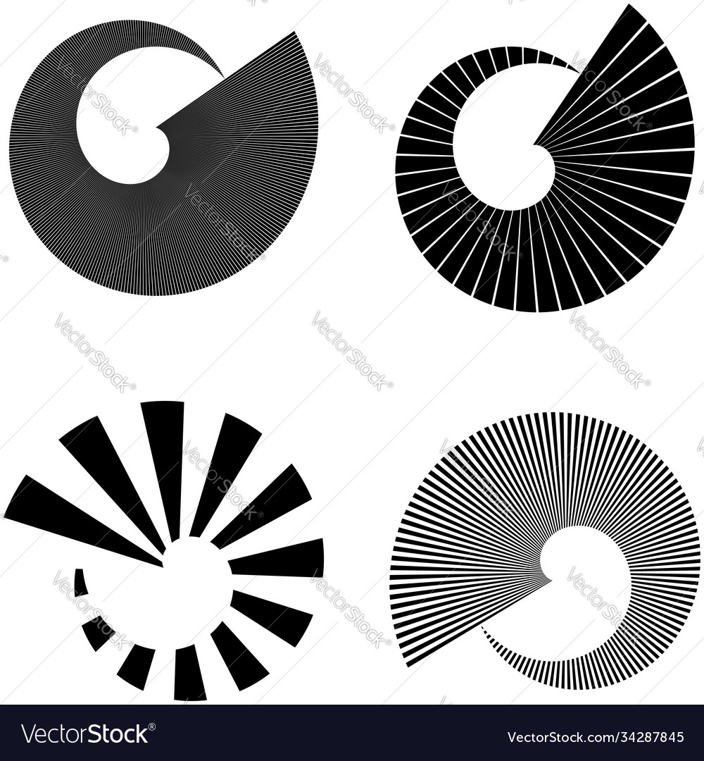 Set circular radial radiating lines beams rays vector image Set circular radial radiating lines beams rays