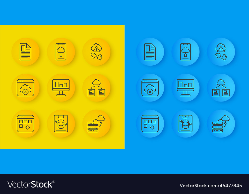 Set line loading data window failed access cloud vector image Set line loading data window failed access cloud