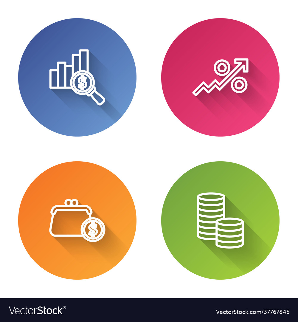 Set line pie chart and dollar percent up arrow Vector Image Set line pie chart and dollar percent up arrow