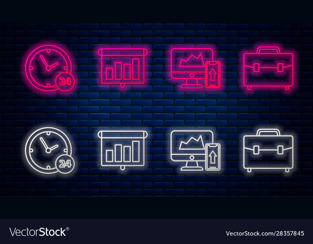 Set line presentation financial board with graph vector image Set line presentation financial board with graph