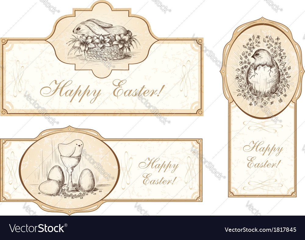 Set vintage easter labels Royalty Free Vector Image