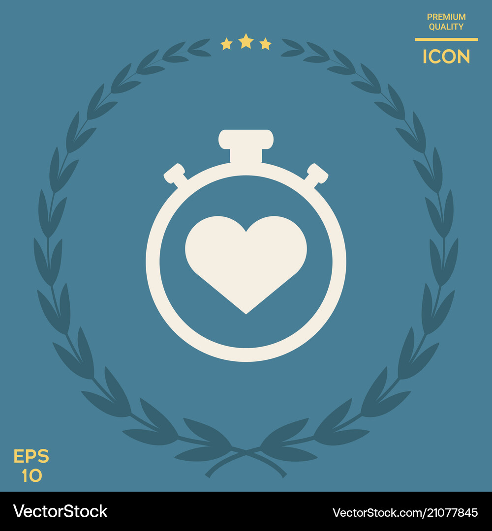 Stopwatch with heart symbol - icon heart timer Vector Image