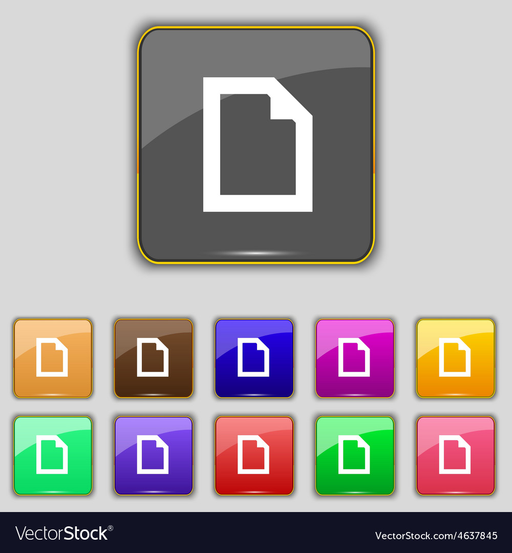 Text file document icon sign set with eleven