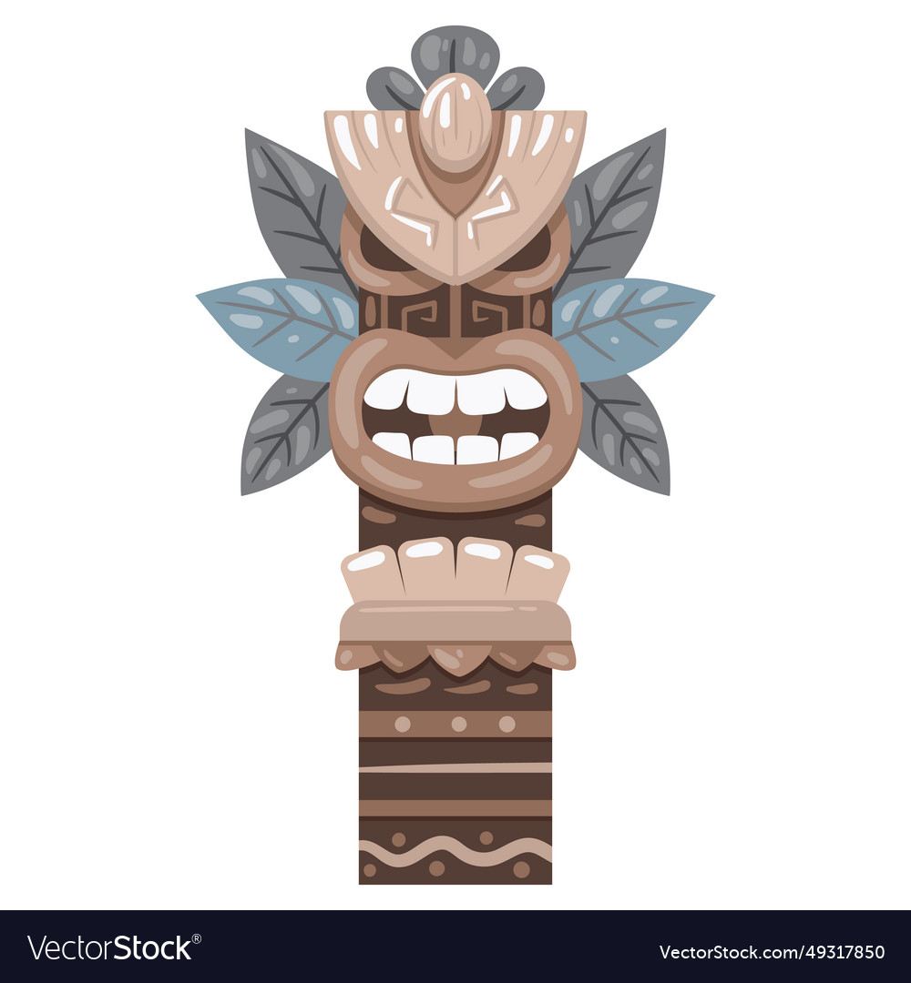 Cartoon ritual tiki totem ethnic african