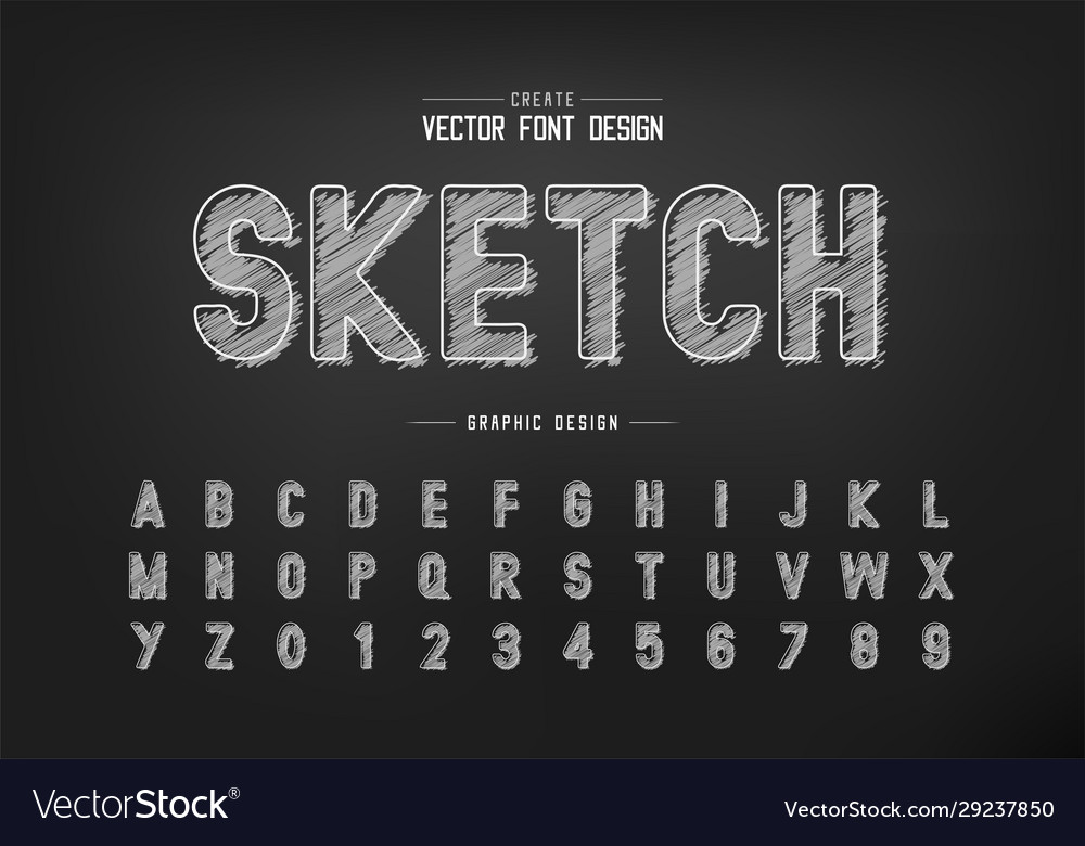 Chalk font and alphabet hand draw style typeface